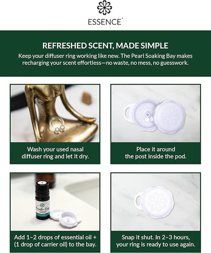 Essence Pearl Travel Case - Wearable Aromatherapy Kit with Nasal Diffuser Rings, Soaking Bay, and 5mL Essential Oil – Portable Wellness Gift Set for On?The?Go Self Care