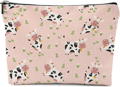 Cow Gifts, Cow Print Stuff Makeup Bag, Cosmetic Bag Travel Pouch, Animal Lovers Friendship Graduation Birthday Gifts for Women Girls Daughter Sisters Wife Best Friend