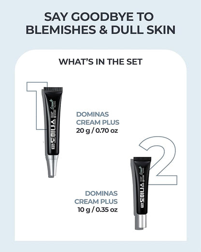 DOMINAS Dark Spot Corrector Cream Plus | Advanced Korean Formula with Niacinamide, TECA, Urea & Panthenol to Improve Uneven Tone, Skin Elasticity & Visible Discoloration | Travel Kit (0.7 + 0.35 oz)