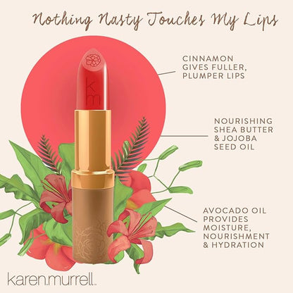 Karen Murrell Natural Lipstick - Lip Tint 44 Tropical Sunset - Sheer Buildable to Glossy Lip Tint - 100% Natural Ingredients, Moisturizes & Hydrates Lips - Paraben & Cruelty Free