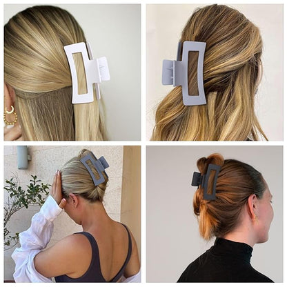 Medium Hair Clips for Women 8 Pcs Small Claw Clips for Thin and Thick Hair 2 Styles Hair Claw Clips Combination Rectangle Banana Jaw Hair Accessories for Women and Girls (Grey)