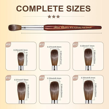 Acrylic Nail Art Brush Size 18, 100% Pure Kolinsky Hair Oval Nail Brush for Acrylic Application, Professional Nail Extension Manicure Tool Striping Nail Drawing Pen for DIY Home Salon