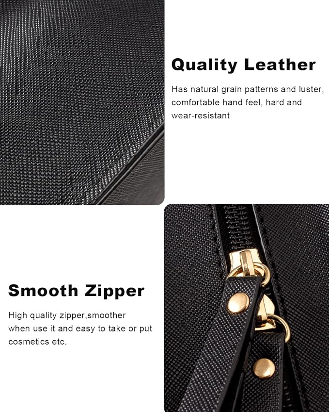 Small Clear Makeup Bag for Purse Travel Cosmetic Case Transparent Toiletry Bag with Zipper, Portable Make Up Organizer Traveling Compact Car Bag for Essentials (Black, Mini)