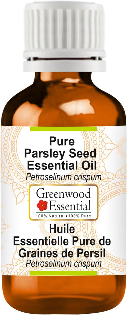 Greenwood Essential Parsley Seed Essential Oil (Petroselinum crispum) Pure | Non-Sticky | Non-Greasy | Lightweight | Men & Women | All Skin Types | Steam Distilled 100ml (3.38 oz)