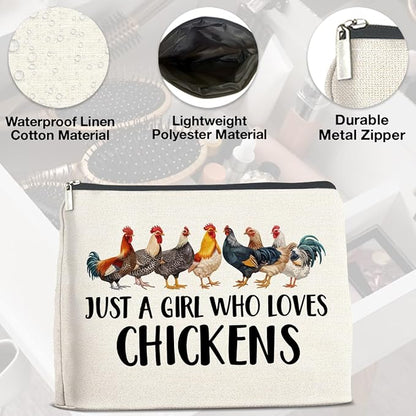 Chickens Gifts Makeup Bag Funny Chickens Gifts for Girl Women Cosmetic Bag Zipper Makeup Pouch Gift