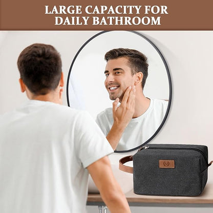 Janhavi Gifts for Him,Waterproof Toiletry Bag For Shower Caddy, Personalized Initials & Wheat Ear, Makeup Organizer Travel Bag, Men's Accessories Case, Mens Travel Bag Toiletry (Dark Grey F)