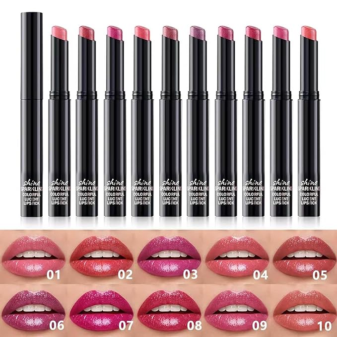 Purple Lipstick For Women Matte Nude Glitter Highly Pigmented Moisturizing Lip stick Hypoallergenic Waterproof Long Lasting Lipsticks Quick Makeup Lightweight Portable # 03