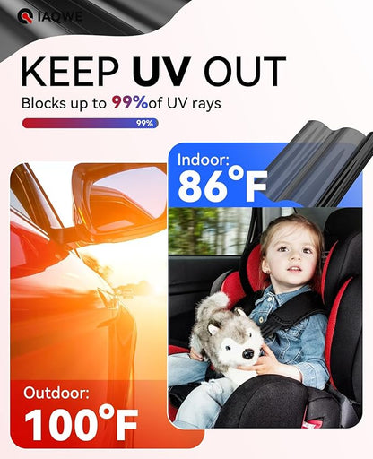 Car Ceramic Window Tint 24" in x 25'Ft with 15% Percent VLT, Tinted Film for Car Windows, UV&IR Protection Heat Insulation Anti-Explosion Scratch Resistant