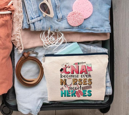 IWXYI Cna Bag,Western CNA Because Nurses Need Heroes Makeup Bag,Nurse Life Make up Bag