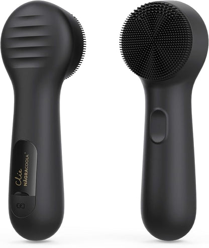 Silicone Face Scrubber, NågraCoola CLIE 2.0 Facial Cleansing Brush, Rechargeable, Waterproof Face Scrub Brush for Cleansing, Exfoliating, Massaging, Electric Facial Exfoliator for Women & Men - Black
