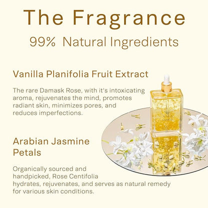 SAFA Vanillé Oil - Organic Oil for Face, Body, Hair, Nails & Aromatherapy | Vanilla Extract & Jasmine Petals - Essential Oil for Diffusers | After Shower Body Oil | Skin Moisturiser (4 Fl Oz)
