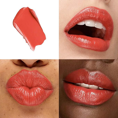 2-Pack Moisturizing Coral Red & Nude Lipstick Set – Hydrating Creamy Lip Color for Dry, Cracked Lips, Weightless Glossy Lip Balm with Vitamin E, Long Lasting Vegan Lipstick
