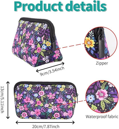 Cosmetic Bag Waterproof Neoprene Zipper Pouch Travel Portable Toiletry Makeup Bags Organizer Case for Women and Girls