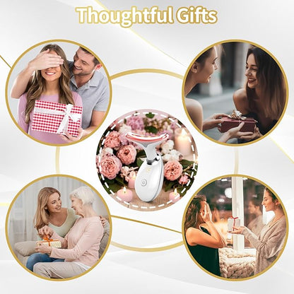 Face Light Therapy Device, Based on Triple Action LED, Thermal, and Vibration Technologies, Face and Neck Beauty Device with 7 Color LED for Home Use, Improve Skin(Glossy White)