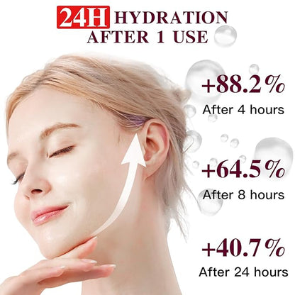Overnight Collagen Face Mask, Deep Hydrating Sheet Masks for Glass Glow and Skin Lifting Boost, Jelly Facial Mask for Women with Ginseng, Dry Skin, 37gx4ea(Pink)