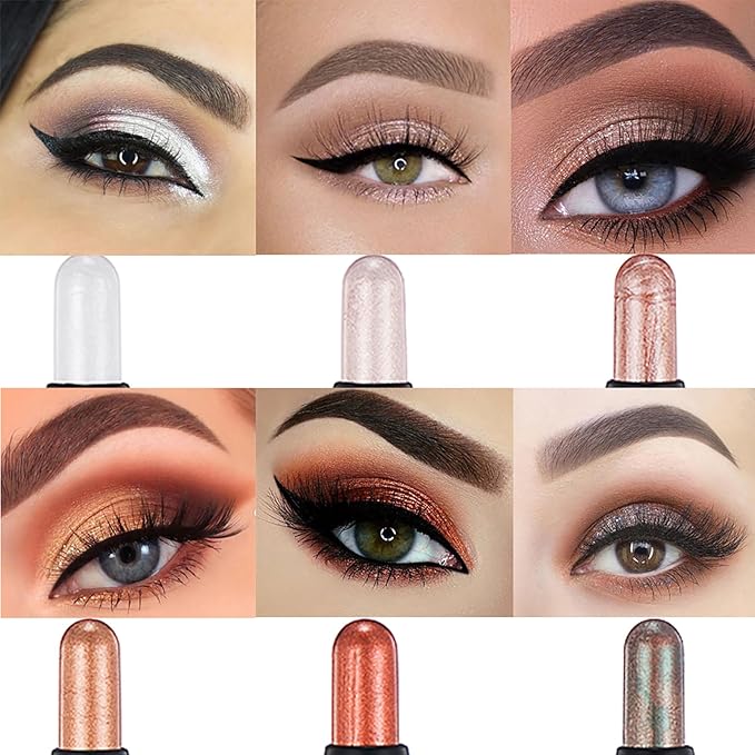 Coffee Brown Dual Ended Eyeshadow Stick 12 Colors Matte and Shimmer Waterproof Long Lasting Creamy Eyeshadow Pencil for Smokey Eye Natural Everyday Makeup