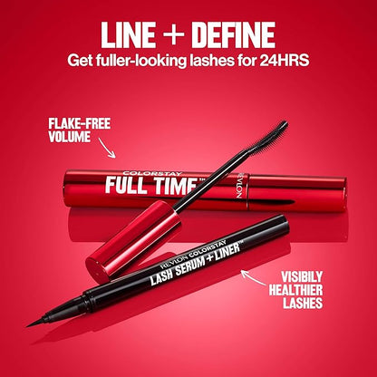 REVLON ColorStay Lash Serum + Liner, Waterproof Eyeliner, Stocking Stuffer for Her, Healthier Looking Eyelashes, Smudge-Resistant, 001 Blackest Black