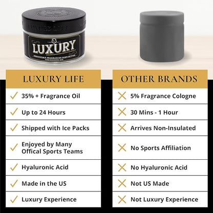 LUXURY LIFE BUTTER - Irresistibly Scented Body Butter with Hyaluronic Acid for Ultimate Moisture. Luxurious Natural Fragrance. Hydrates for a Non-Greasy Glamorous Glow, Fresh Attraction, 5 oz.