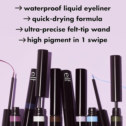 e.l.f. H2O Proof Inkwell Eyeliner Pen, High-pigment, Waterproof Liquid Eyeliner, Delivers A Matte Finish, Vegan & Cruelty-free, Caffeinated