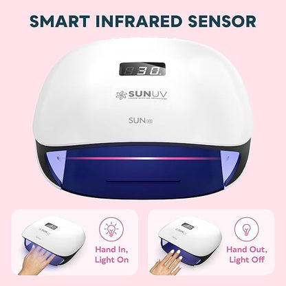 SUNUV UV LED Nail Lamp, UV Light for Gel Polish with 4 Timer Settings, Nail Dryer with LCD Display, Removable Base SUN4S Black
