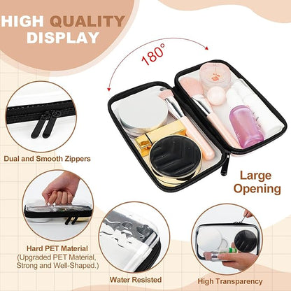 3pcs Clear Hard Shell Zipper Case, Transparent Hard Plastic Zipper Pouches, Portable Travel Organizer, Clear Toiletry Bag, Craft and Arts Organizer, Toy Storage Bins, Stackable Hard Side Plastic Case