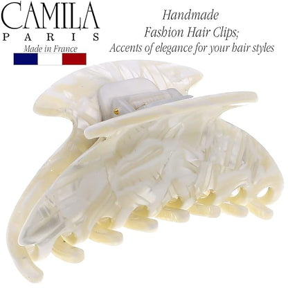 Camila Paris CP3266 French Hair Clip for Women, Small 2.75 inch Handmade, White, Girls Hair Claw Clips Jaw Fashion Durable Styling Hair Accessories for Women, Strong Hold No Slip Grip. Made in France
