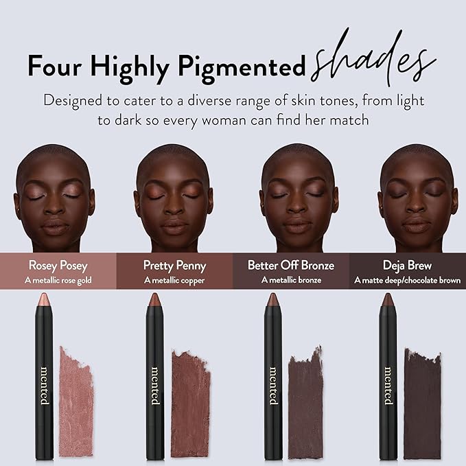 Mented Cosmetics Color Intense Eye Shadow Sticks, Cream Eyeshadow Stick Crayon, Easy-to-Apply Eyeshadow Pencils, Waterproof + Crease Proof Eye shadow Make Up, 0.05oz, Deja Brew