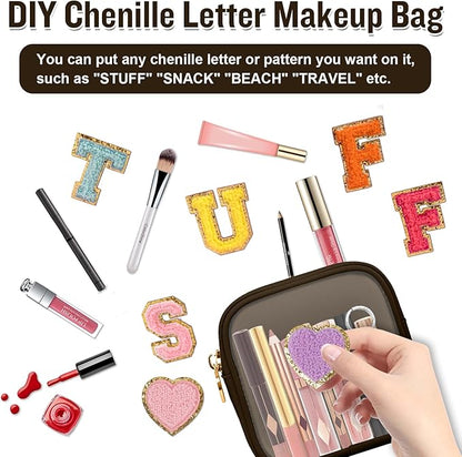 Nylon Mini Clear Makeup Organizer Bag for Purse, Small Cute Black Makeup Bag Preppy Cosmetic Zipper Pouch Purse, Waterproof Travel Coin Pouch Sanitary Napkin Storage Bag Clutch for Women Girls(Brown)