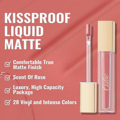 Oulac Matte Liquid Pink Nude Lipstick for Women, Long Lasting Lipstick Waterproof Lip Stain, No Transfer, Creamy High Pigmented Formula with Rose Oil, Vegan & Cruelty-Free, Coral Pink M11