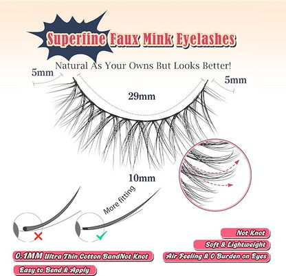 Natural Looking Eyelashes Wispy Lashes Short Strip Lashes False Eyelashes 10mm Eye Lashes Pack 3D Volume Eyelashes Siligli Lashes 7 Pair