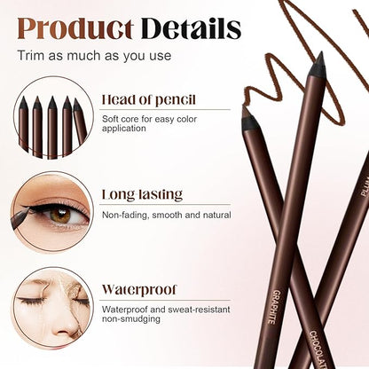 Eyeliner Pencil, Long Lasting Smudge-Proof Professional Eyeliner, Smooth and Easy to Apply, Effortlessly Create Any Look (Stone Brown)