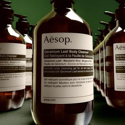 Aesop Geranium Leaf Body Cleanser & Balm Set | Green, Citrus Fresh Duo to Cleanse and Hydrate Skin | Geranium Leaf, Mandarin Rind, Bergamot Rind | 16.9 oz + 16.5 oz