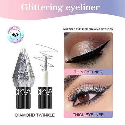 5 Pcs Liquid Eyeshadow Glitter Eyeliner Diamond Colorful Set with Shimmer and Waterproof Eye Shadow for Gift Eye Glitter Makeup (Type A)