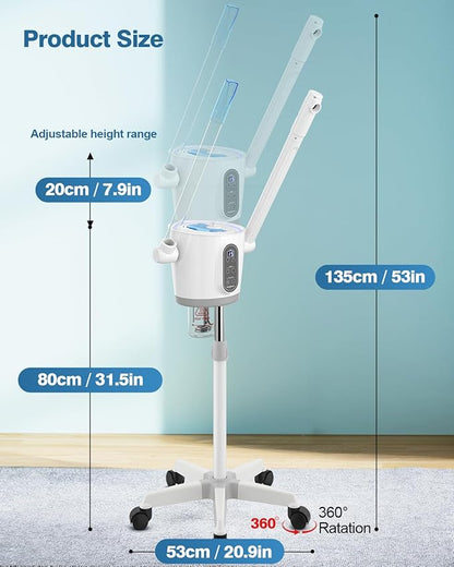 Kingsteam 2 in 1 Hot and Cold Facial Steamer, 30 Min Timer, Ionic Facial Steamer for Home, Esthetician, Professional Nano Water Mist with Large Water Volume for Beauty Salons - Ozone Facial Sprayer