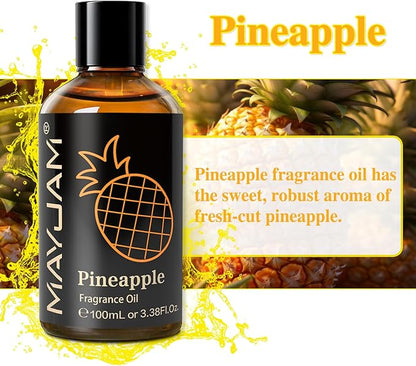MAYJAM 100ML/3.38FL.OZ Pineapple Fragrance Oils with Glass Dropper, Essential Oils for Diffusers for Home, Long Lasting Scented Oils for Diffusers Soap Candle Making