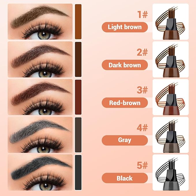 Microblading Eyebrow Pencils for Women,2026 Upgraded 3D Waterproof Eyebrow Pen,Long Lasting 4-Tip Brow Pencil, Eye Brow Pen for Natural Brows (Gray)
