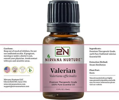 Valerian Essential Oil 100% Pure Premium Therapeutic Grade, Undiluted - Aromatherapy Diffuser for Calm and Relaxation, Skin Care, Hair Care