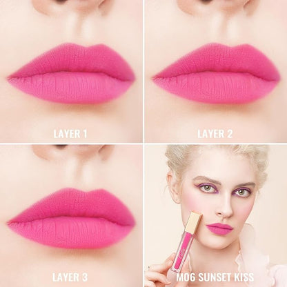 Oulac Matte Pink Lipstick for Women, Hot Pink Long Lasting Liquid Lipstick, High Impact Lip Color Full Coverage Lip Makeup with Vitamin E Waterproof Formula,Vegan M06