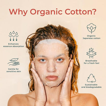 INNA ORGANIC Sheet Mask - Anti-aging & Tightening, EWG & COSMOS Certified (Pack of 5) | Frankincense Essential Oils Infused Skin Care | Luxury Clean Beauty