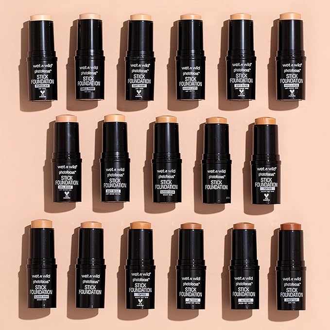 Wet n Wild Photo Focus Stick Matte Foundation Makeup, Shell Bisque (Pack of 4)