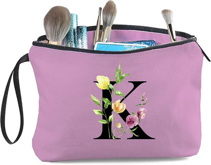 Birthday Thank You Appreciation Monogrammed Gifts for Mom Aunt Teacher Sister Friend Coworkers Bride Bridesmaid Makeup Cosmetic Bag with Mirror Mothers Day Christmas Graduation K