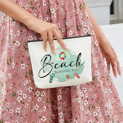 Beach Bag Beach Makeup Bag Beach Bags for Women Funny Beach Decor Funny Beach Gifts Beach Lover Gifts Beach Accessories Supplies Birthday Gifts for Women Girls Friends Bestie Sister Beach Survival Kit