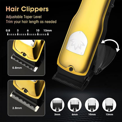 Professional Hair Clippers for Men, Cordless Hair Clippers T-Blade Trimmer Nose Hair Trimmer Electric Shaver Set, Haircut Grooming Kit with LED Display, for Barber, Ideal Gift for Him