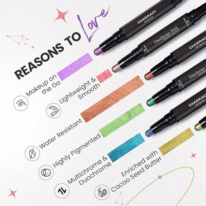 CHARMACY Multichrome 2 in 1 Cream Eyeshadow Stick, Waterproof Eye Brightener Highlighter Stick Makeup, High Pigmented, Smudge-Proof, Vegan & Cruelty-Free (SET1-901/903/905)
