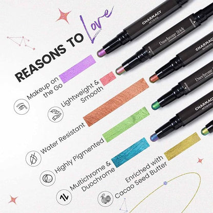 CHARMACY Multichrome 2 in 1 Cream Eyeshadow Stick, Waterproof Eye Brightener Highlighter Stick Makeup, High Pigmented, Smudge-Proof, Vegan & Cruelty-Free (905)