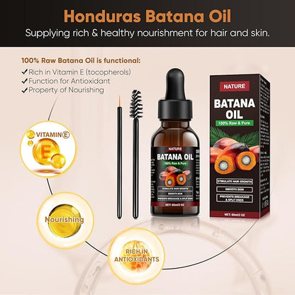 Batana Oil for Hair Growth - Organic, Unscented, Clear Oil for All Hair Types - Enhances Radiance & Nourishment