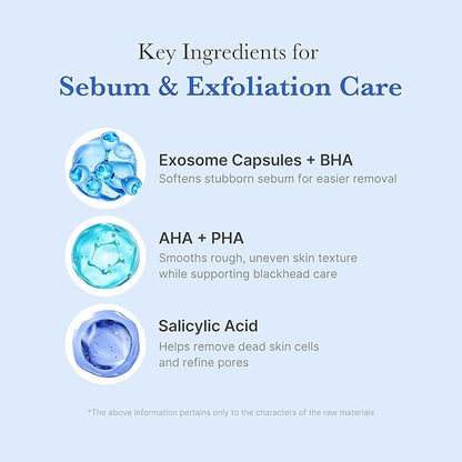 medicube Zero Pore Clear Blue Capsule Facial Deep Cleanser for Skin Texture, Blackhead & Pore Care | AHA, BHA & PHA for Double Cleansing, Daily Gentle Face Wash, Korean Skincare | 120g / 4.23 oz