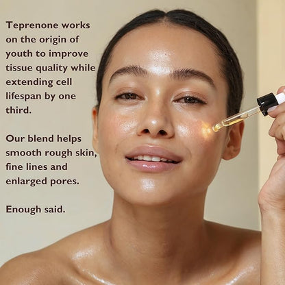 JustUs Skincare, Brilliance - Vitamin C Oil Serum for Face, reduce age spots, discoloration, and hyperpigmentation, Vitamin C with Teprenone, Borage + Tetrahexldecyl Ascorbate - 30ml / 1 oz