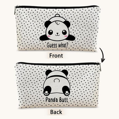 Panda Gifts Dots Makeup Bag,Gifts for Panda Lover Wonmen Girls,Cute Baby Panda Guess What It's Pug Butt Cosmetic Bag,Makeup Case for Teen Girls Daughter,Panda Accessories,Canvas Zipper Pouch