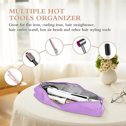 Professional Hot Hair Tools Organizer Bag Portable Travel Heat Resistant Storage Case Pouch for Curling Irons, Flat Irons, Hair Straightener and Styling Tools(17.7" x 3.2"x 3.2")